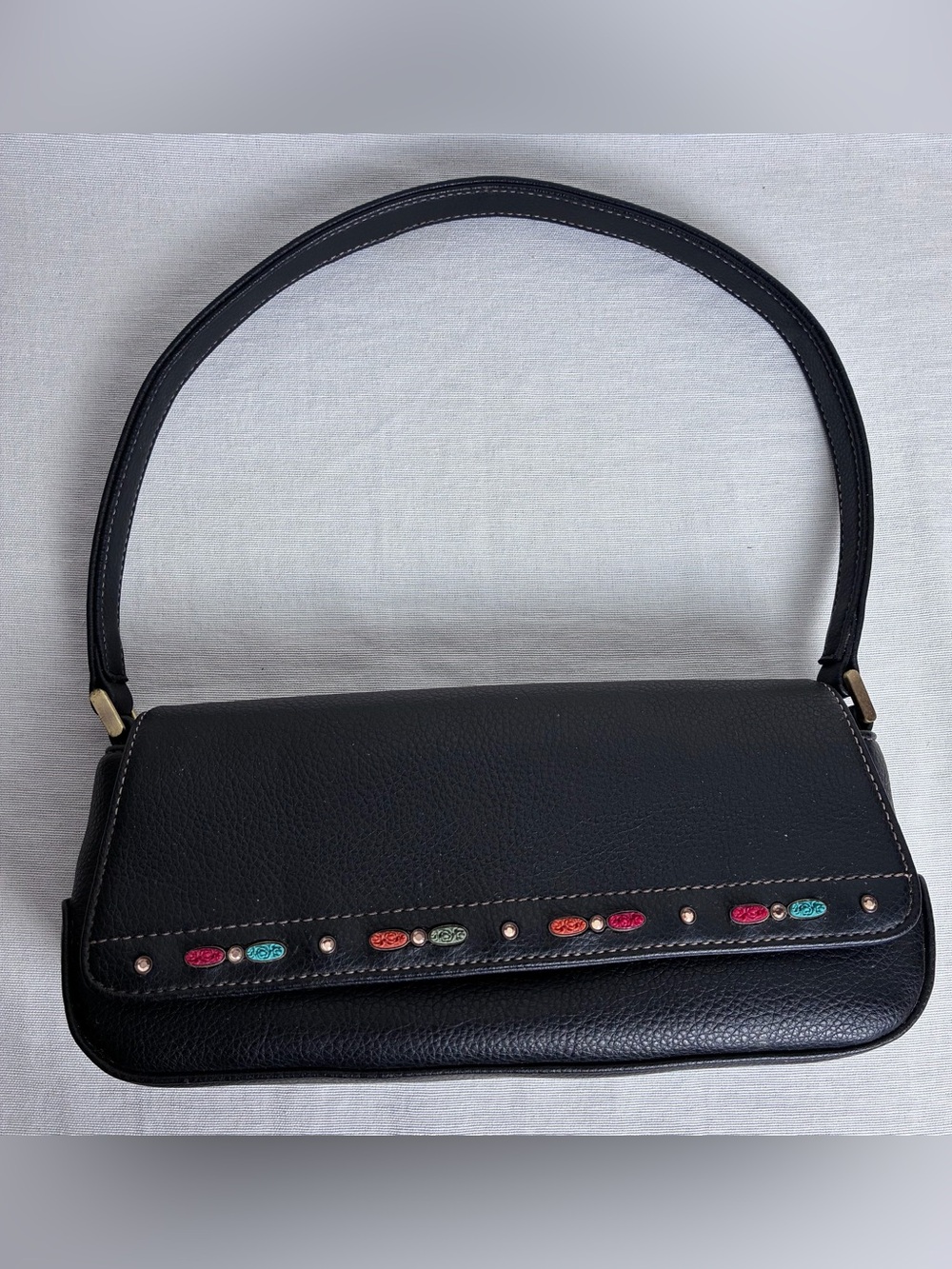 Vintage Y2K Liz Claiborne Black Pebbled Shoulder Bag